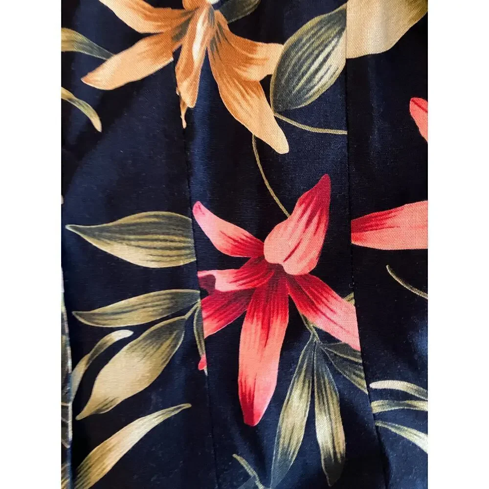 NWT Le Suit Black Tropical Floral Linen Blend Blazer Jacket Size 10